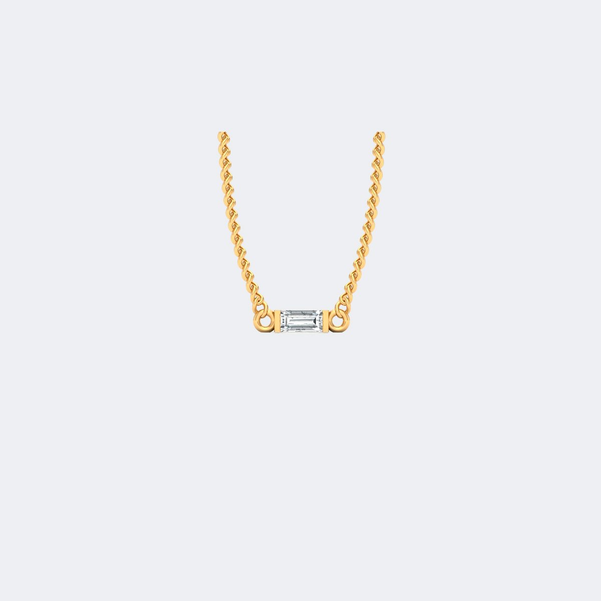 0.10CTW Baguette Bar-Set Horizontal Pendant Necklace.