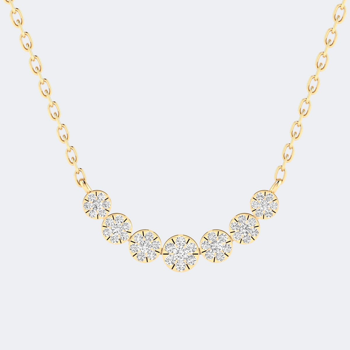 1.00CTW Round Prong-set  Curved Pendant Necklace