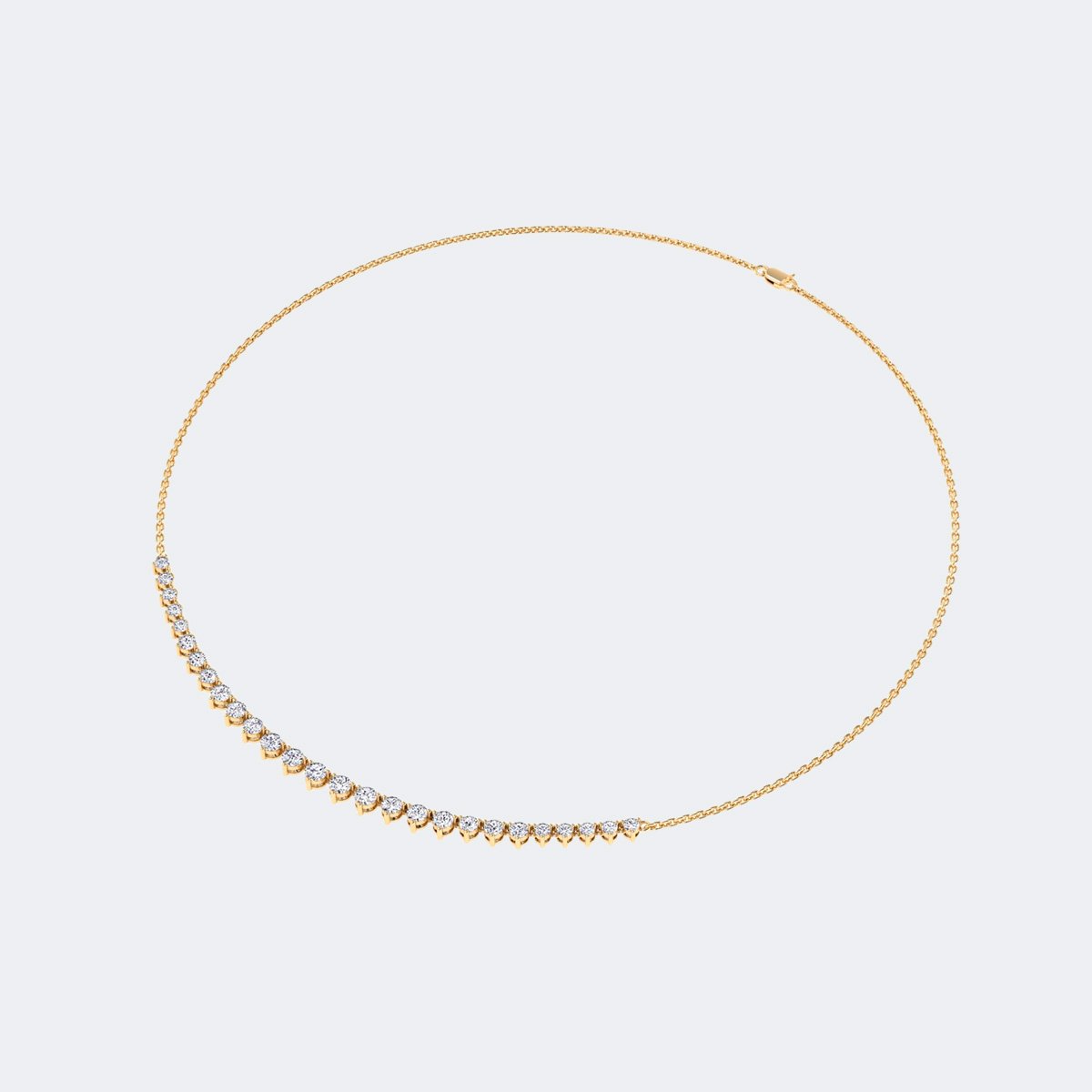 3.00CTW Round-Shape Prong Curved Pendant Necklace