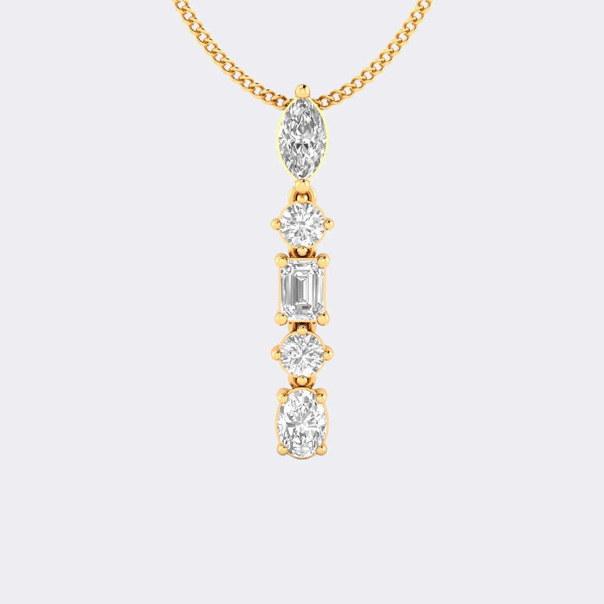 2.00CTW Multi-Shape Prong set Diamond Pendant Necklace