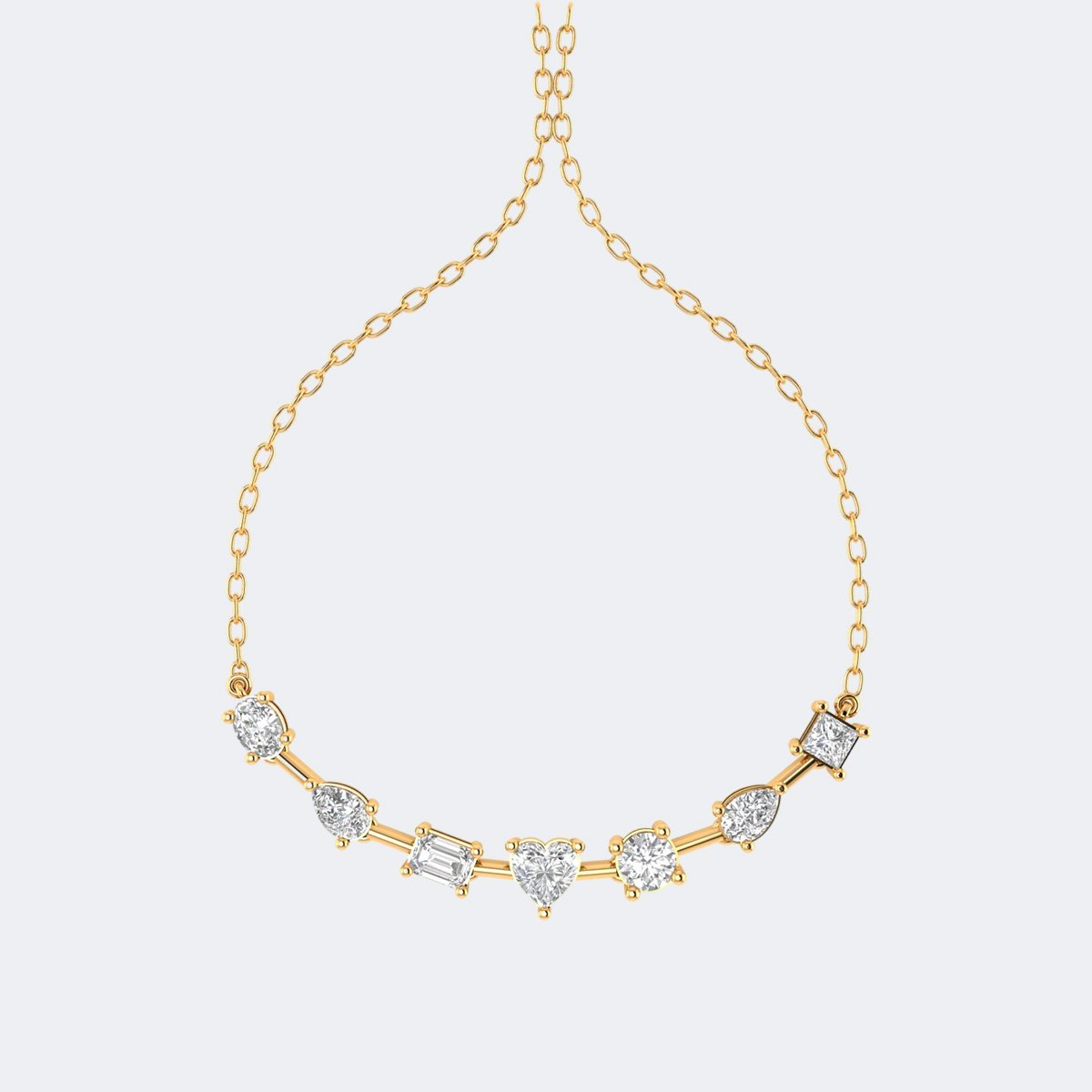 1.95CTW Multi-Shape Prong Curved Diamond Pendant Necklace