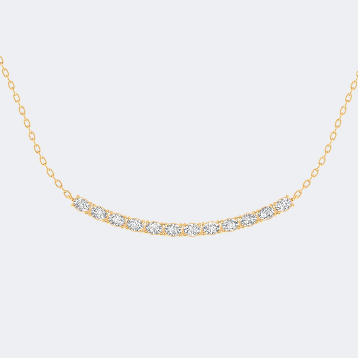 2.00CTW Ovel Brilliant Prong Set Curved Bar Pendant Necklace