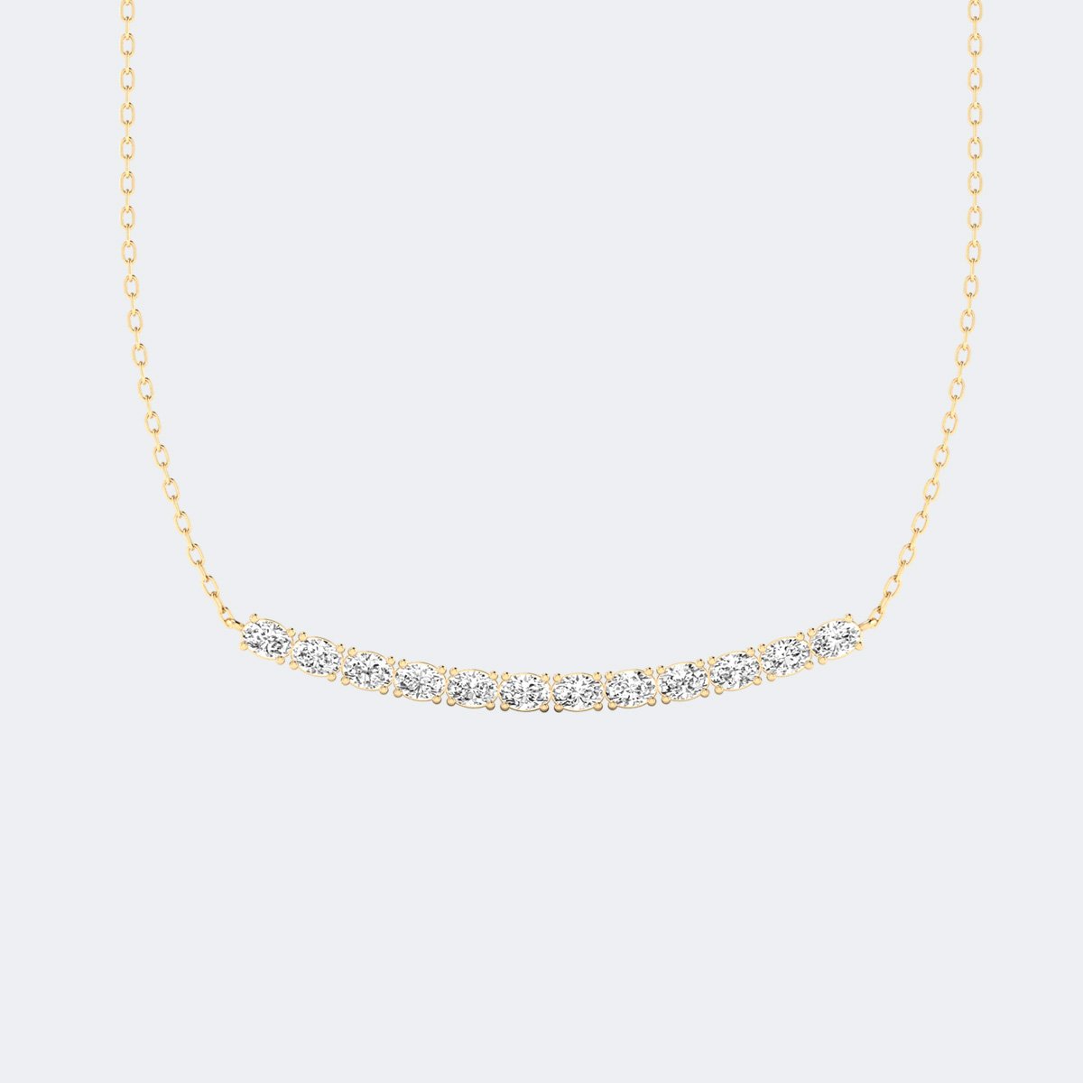 2.00CTW Ovel Brilliant Prong Set Curved Bar Pendant Necklace