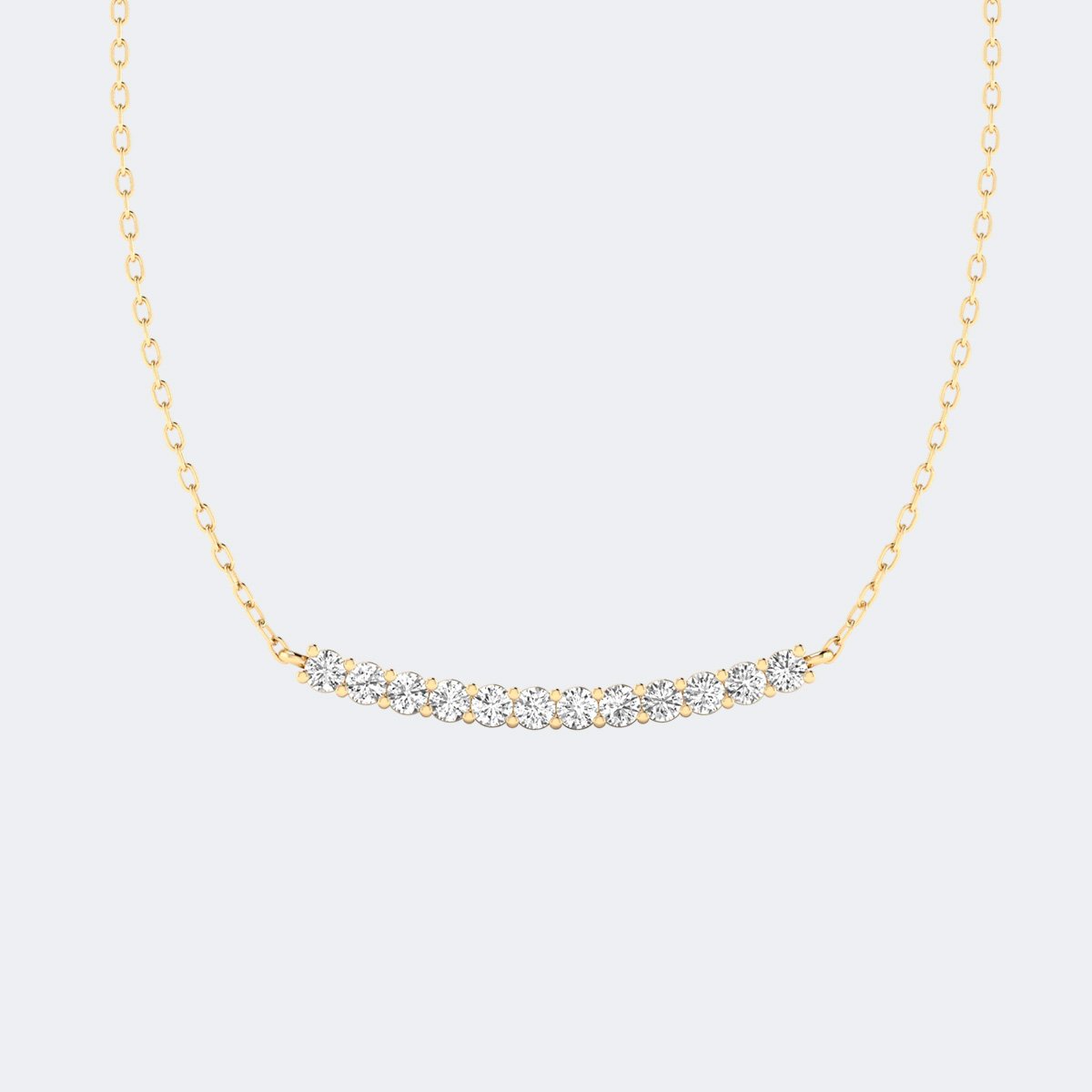 0.50CTW Round Brilliant Curved Bar Pendant Necklace.