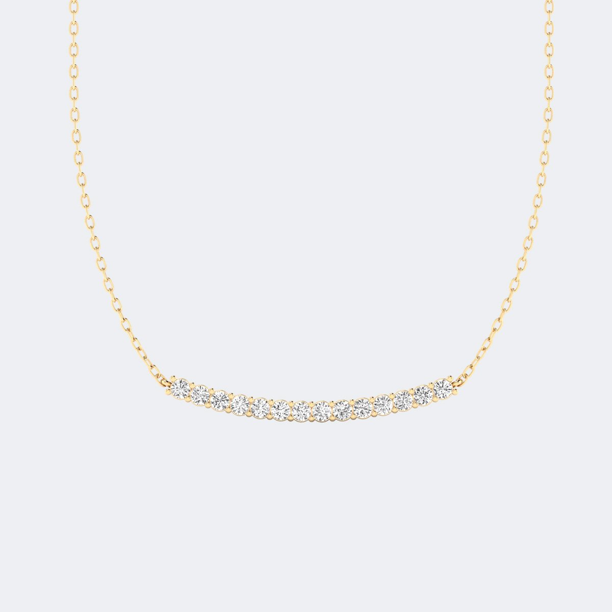 1.00CTW Round Brilliant Prong set Curved Bar Pendant Necklace