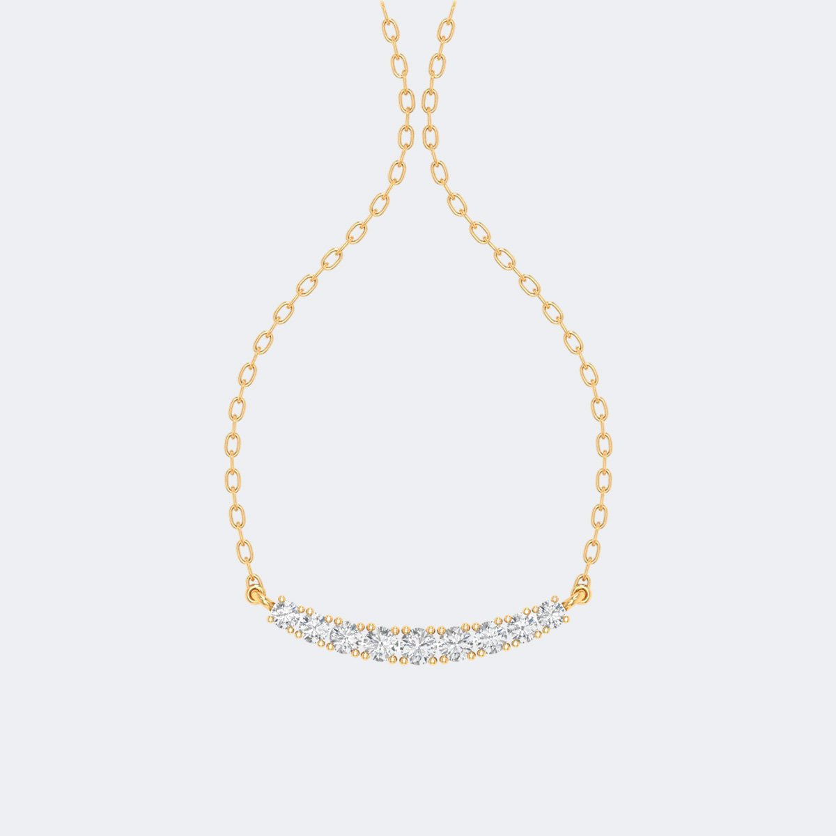 1.00CTW Round Brilliant Prong set Curved Bar Pendant Necklace
