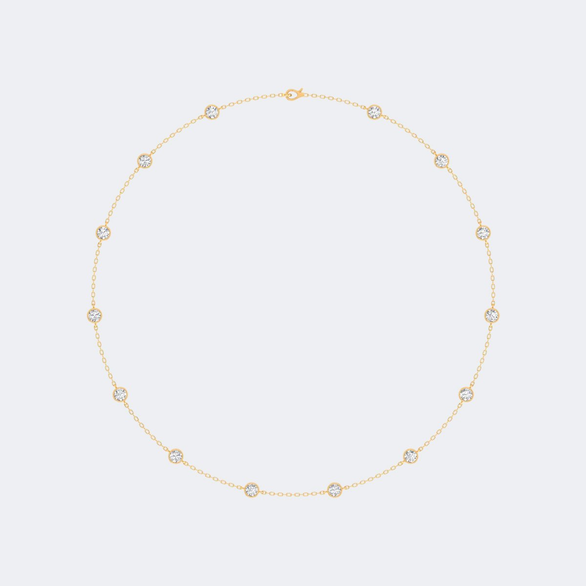 3.70CTW Round Bezel-Set Diamond Station Necklace