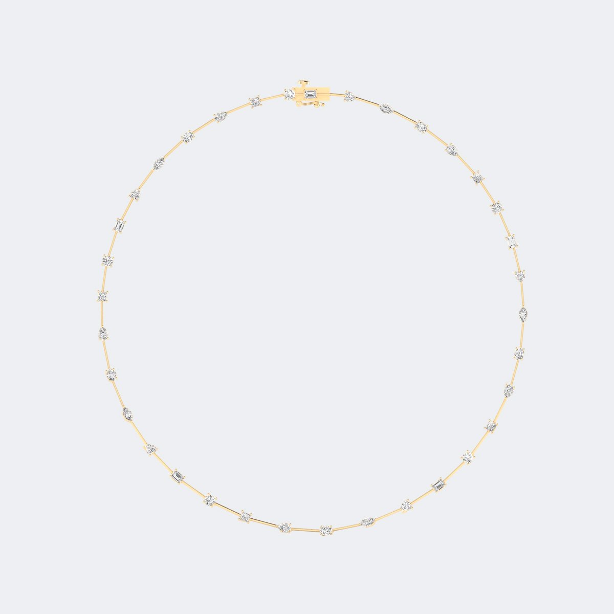 5.50CTW Mixed-Cut Bezel-Set Diamond Station Necklace