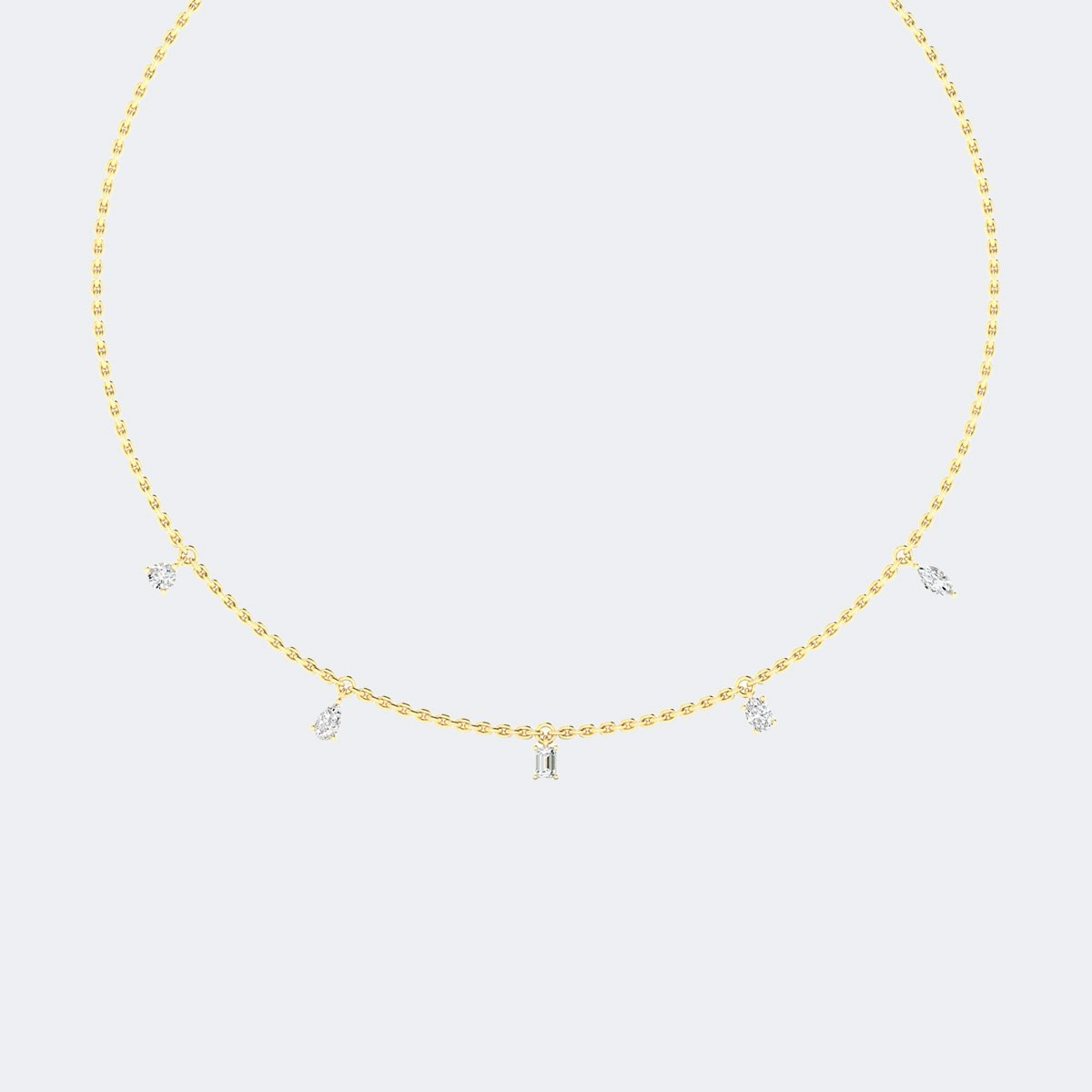 1.00CTW Mixed-Cut Prong-Set Dangler Diamond Station Necklac