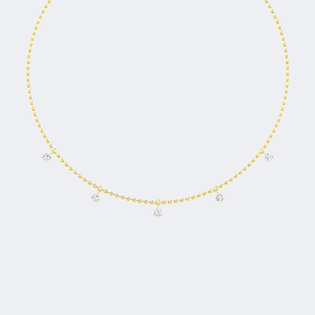 1.00CTW Round Prong-Set Dangler Diamond Station Necklace