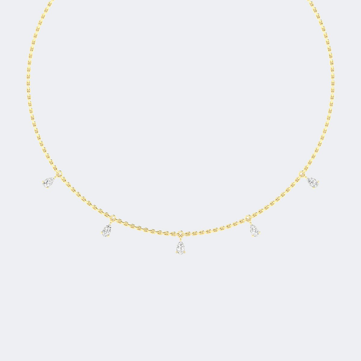 1.00CTW Pear Prong-Set Dangler Diamond Station Necklace
