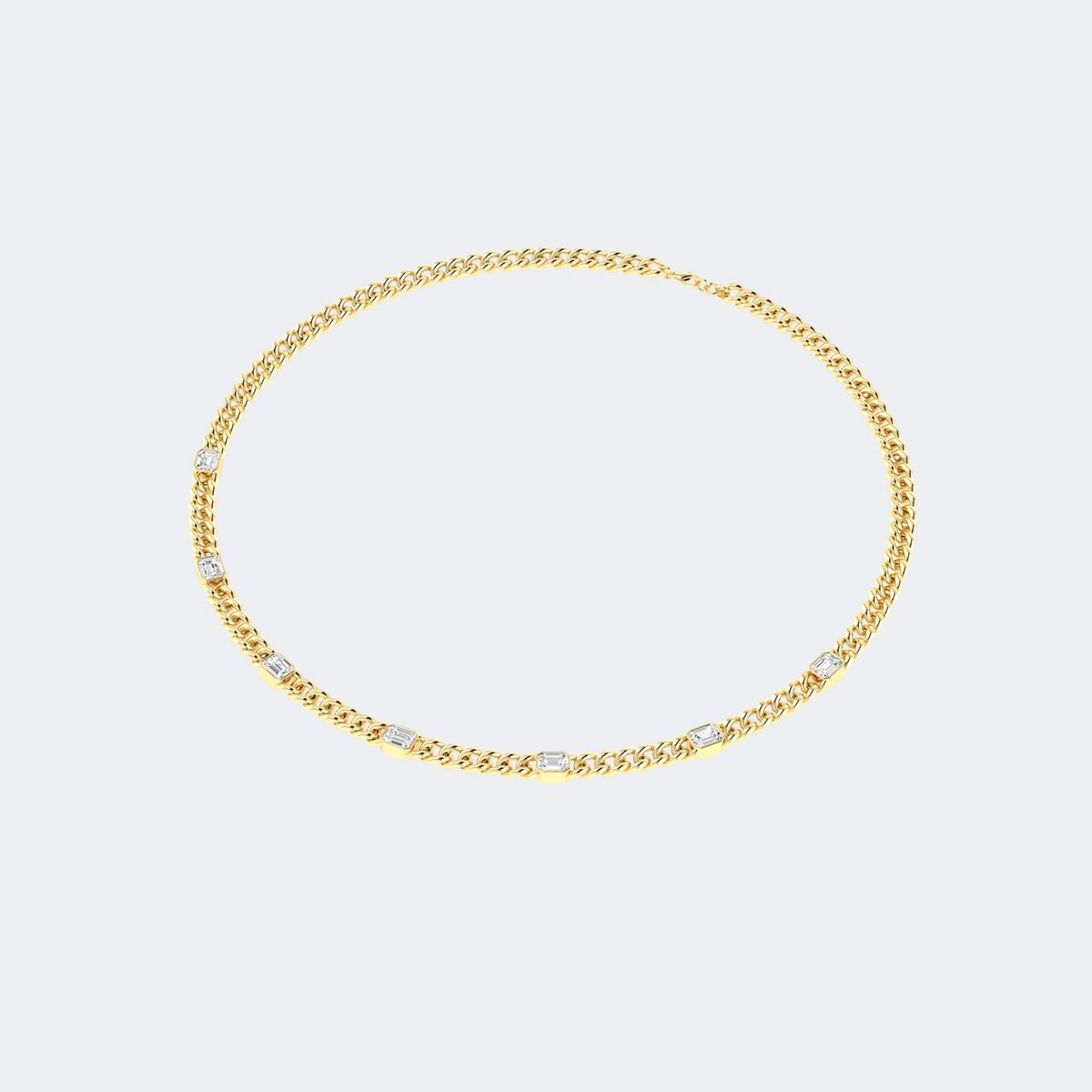 3.50CTW  Emerald Bezel-Set Diamond Station Necklace