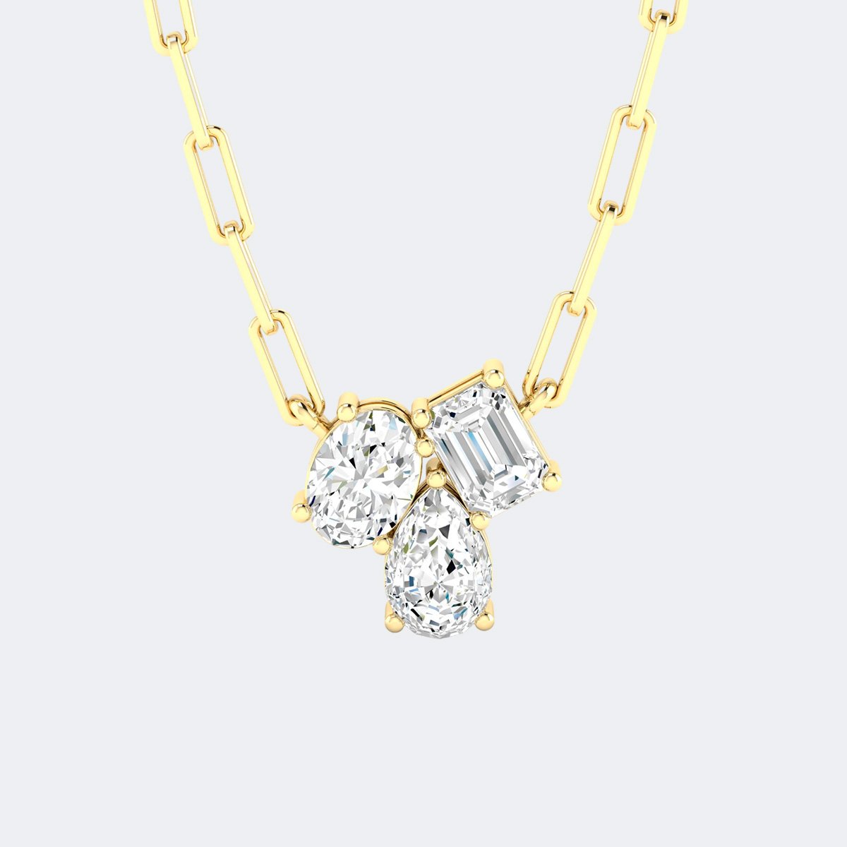 1.00CTW Oval Emerald Pear Prong-set Pendant Necklace