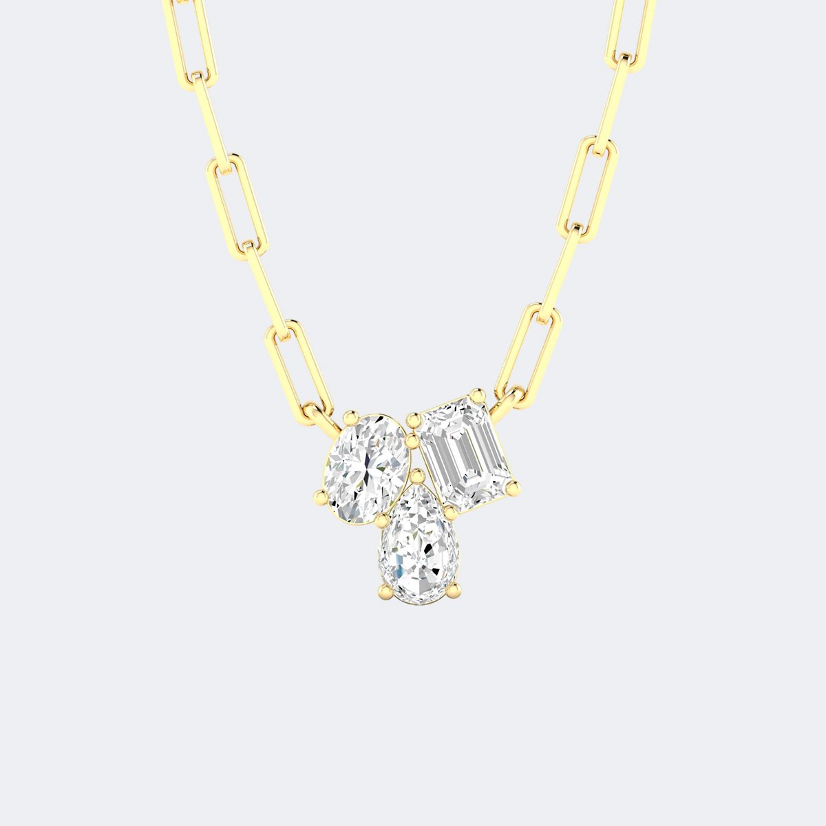 1.50CTW Oval Emerald Pear Prong-set Pendant Necklace