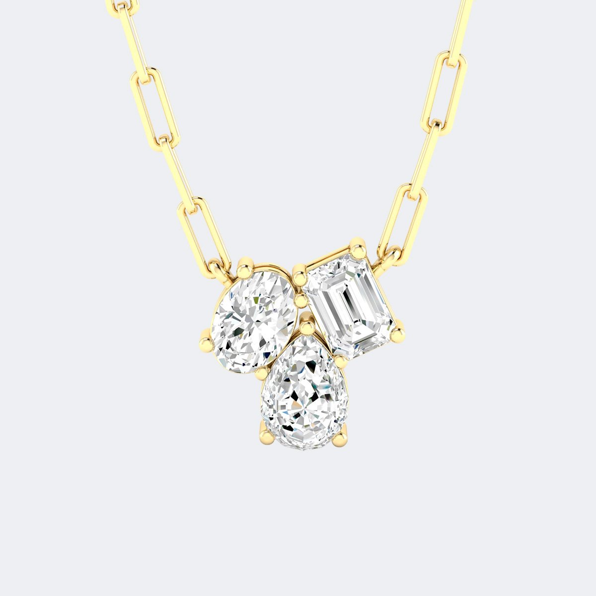 2.10CTW Oval Emerald Pear Prong-set Pendant Necklace
