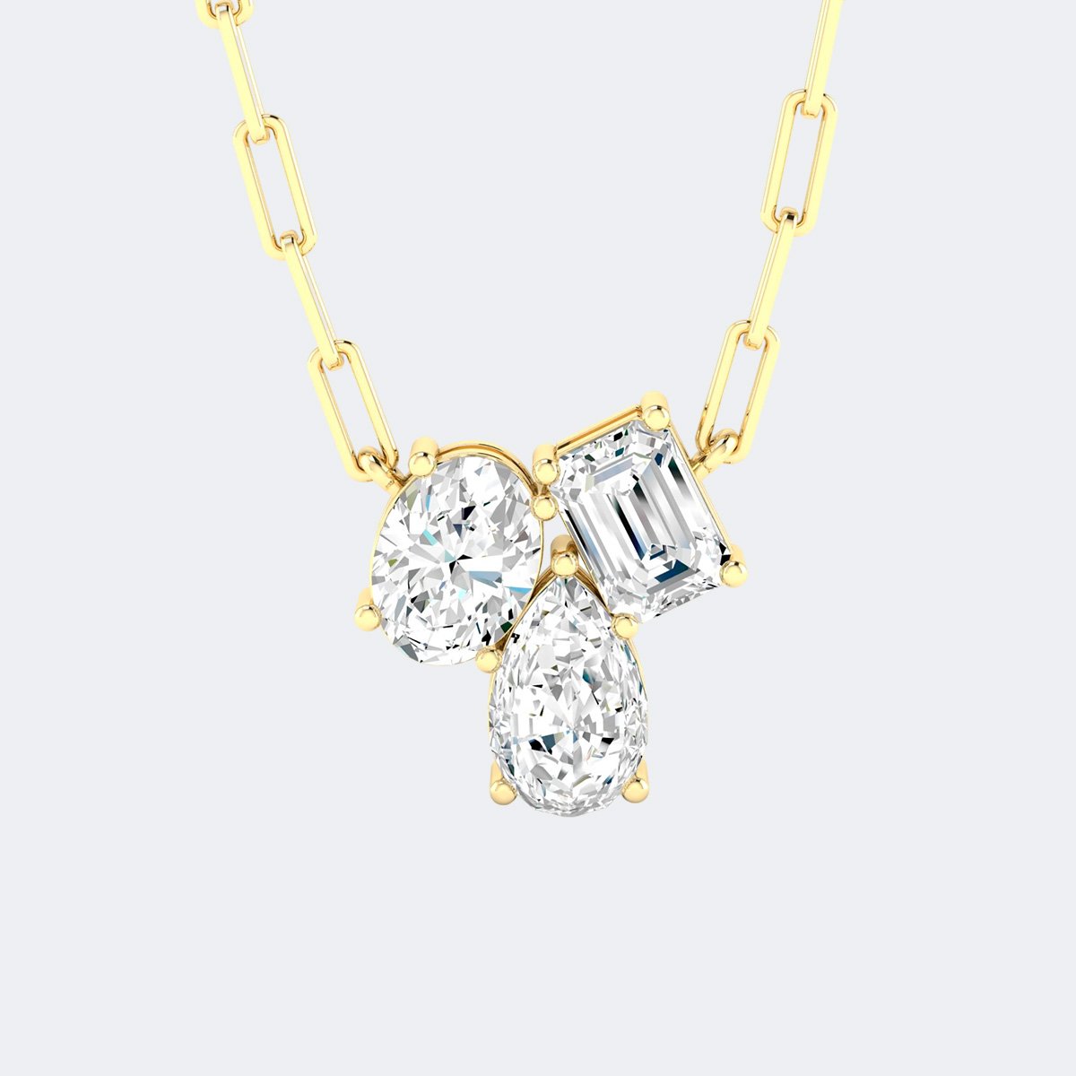 3.00CTW Oval Emerald Pear Prong Set Pendant Necklace