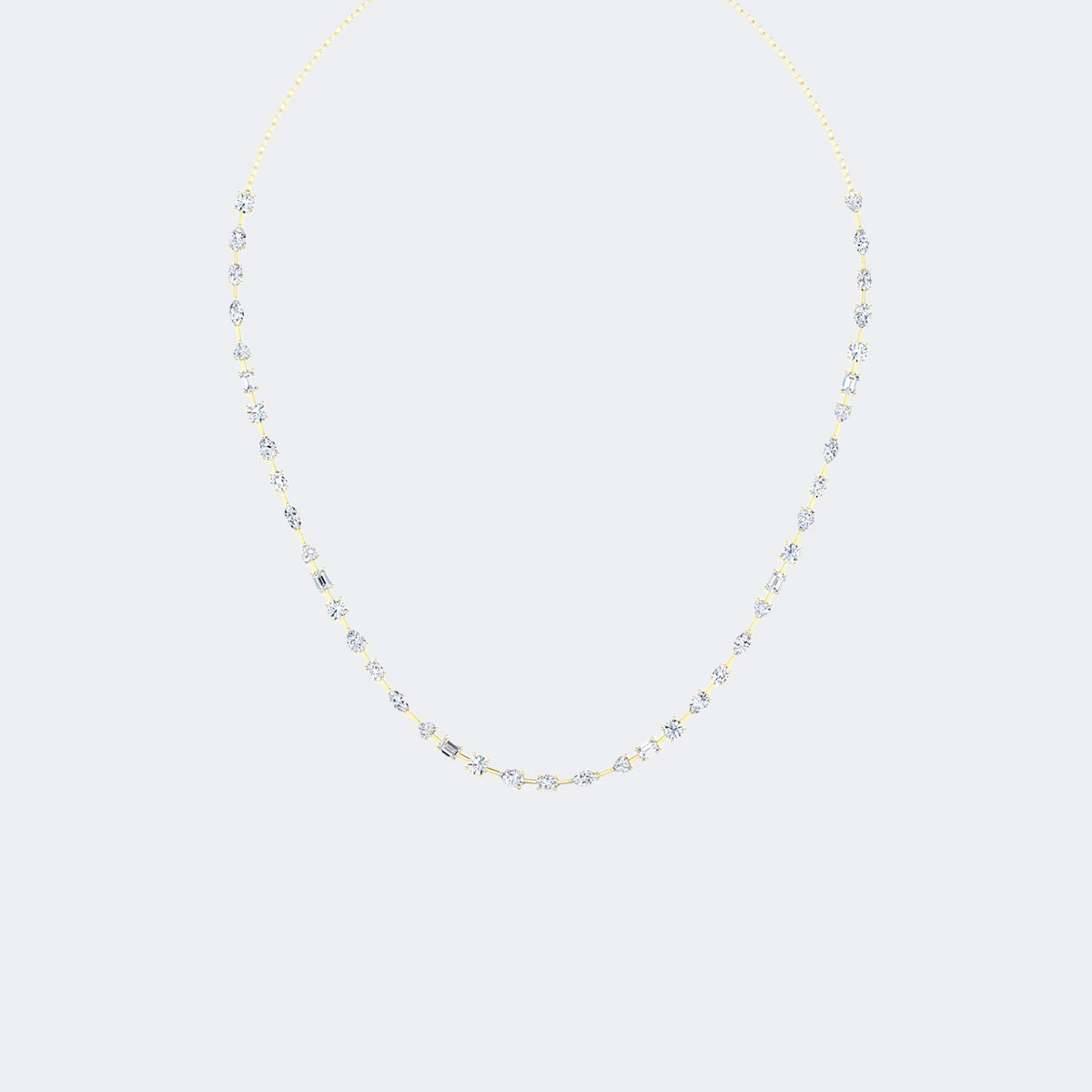 4.70CTW Mixed-Cut Prong-Set Diamond Tennis Necklace