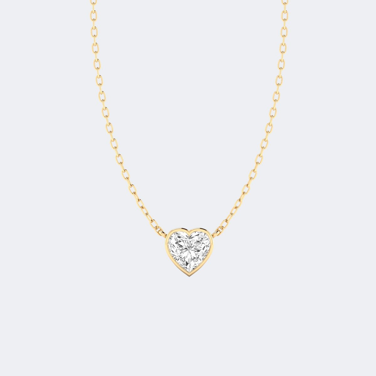 0.70CTW Heart Cut Bezel Set Solitaire Pendant Necklace