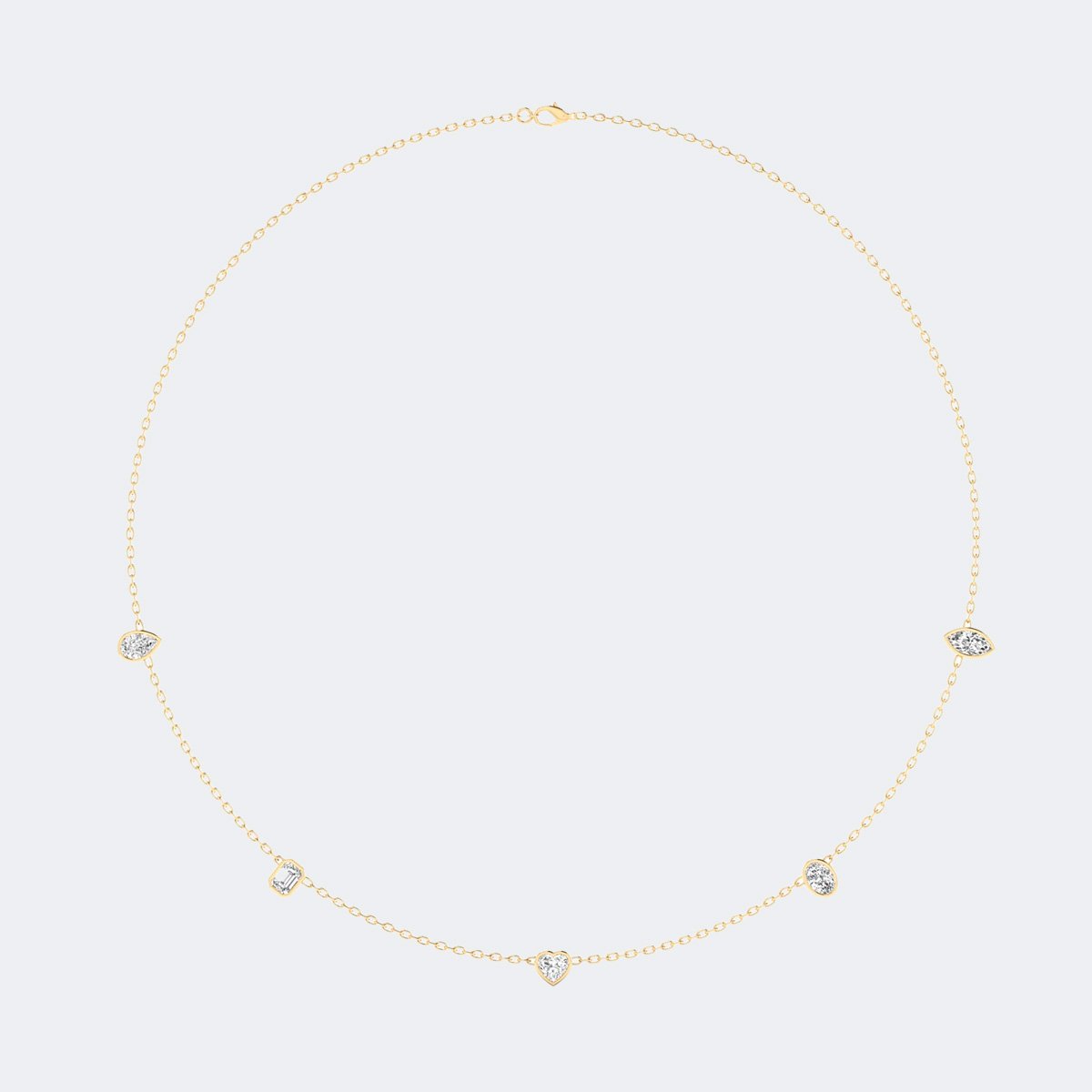 1.50CTW Mixed-Cut Bezel-Set Diamond Station Necklace