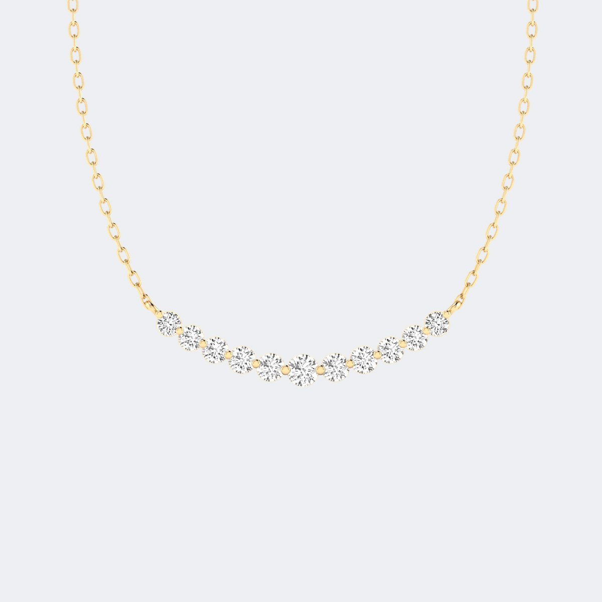 0.50CTW Round Cut Prong Set Curved Pendant Necklace