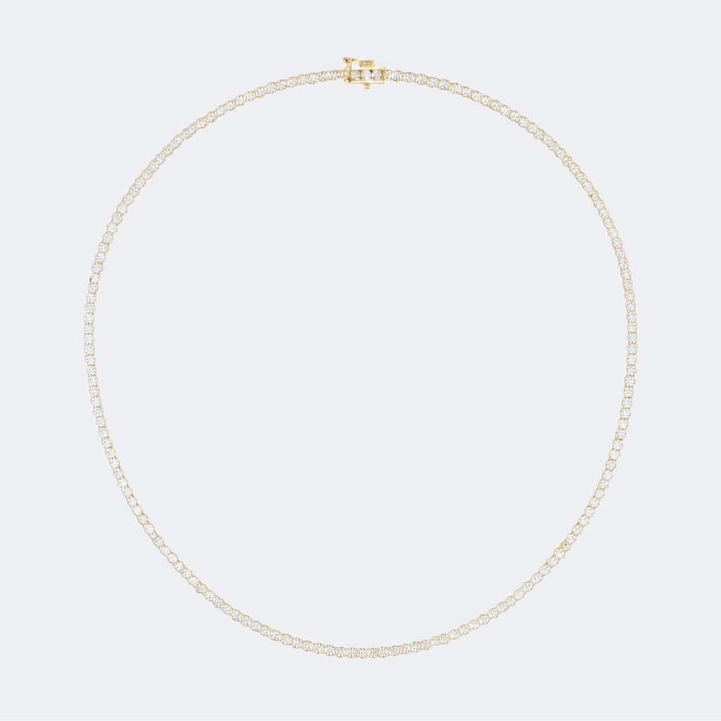 15.00CTW Round Prong-Set Diamond Tennis Necklace