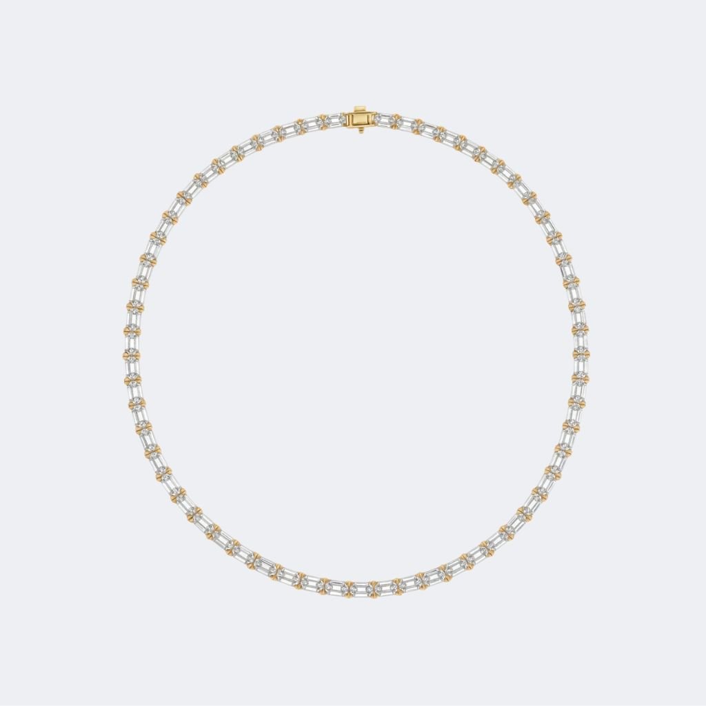 10.00CTW Emerald Prong-Set Diamond Tennis Necklace
