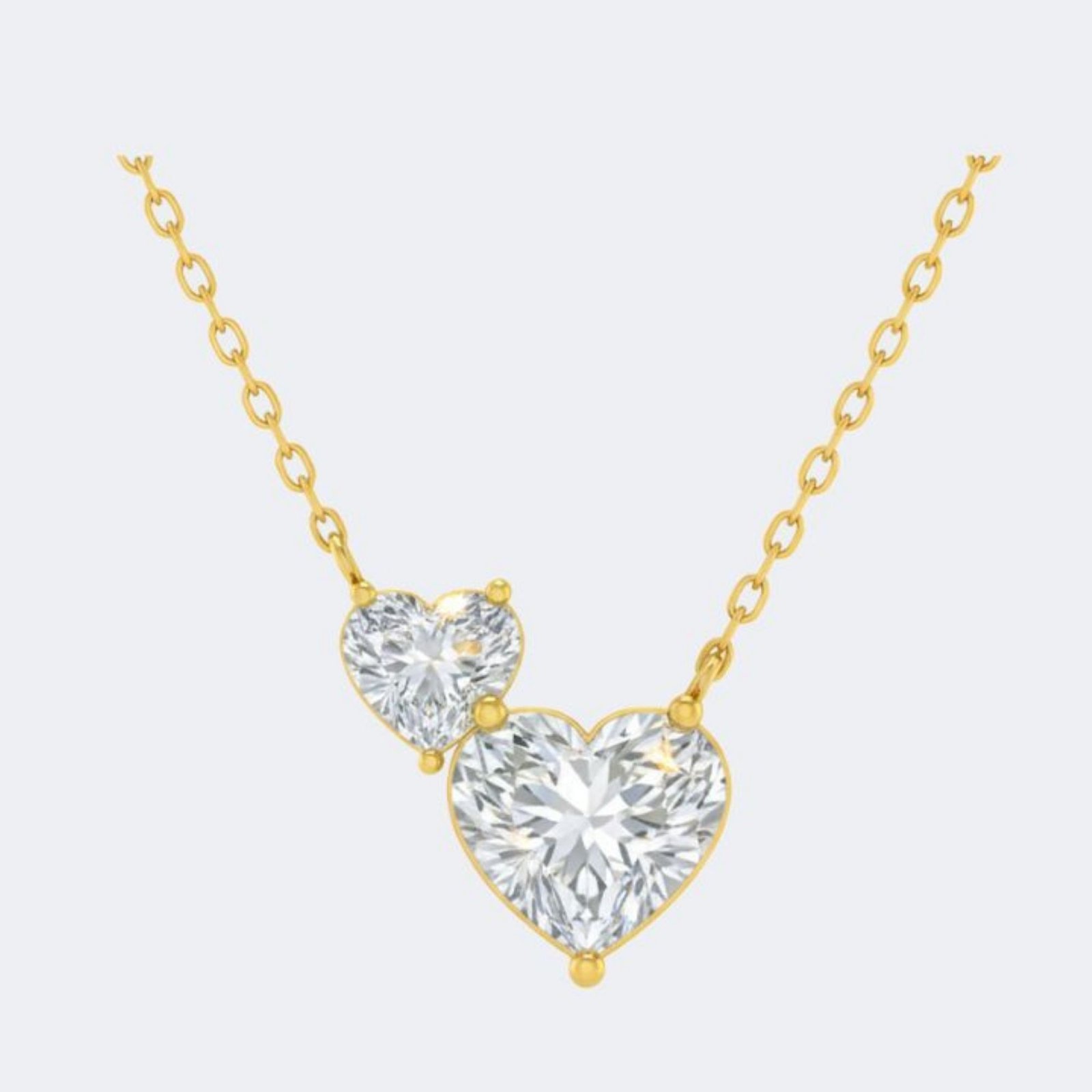 2.00CTW Heart Cut Pendant Necklace - Graduated Duo