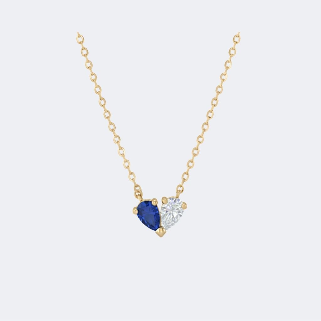 1.00CTW Pear Duo Pendant Necklace - Toi et Moi Sapphire