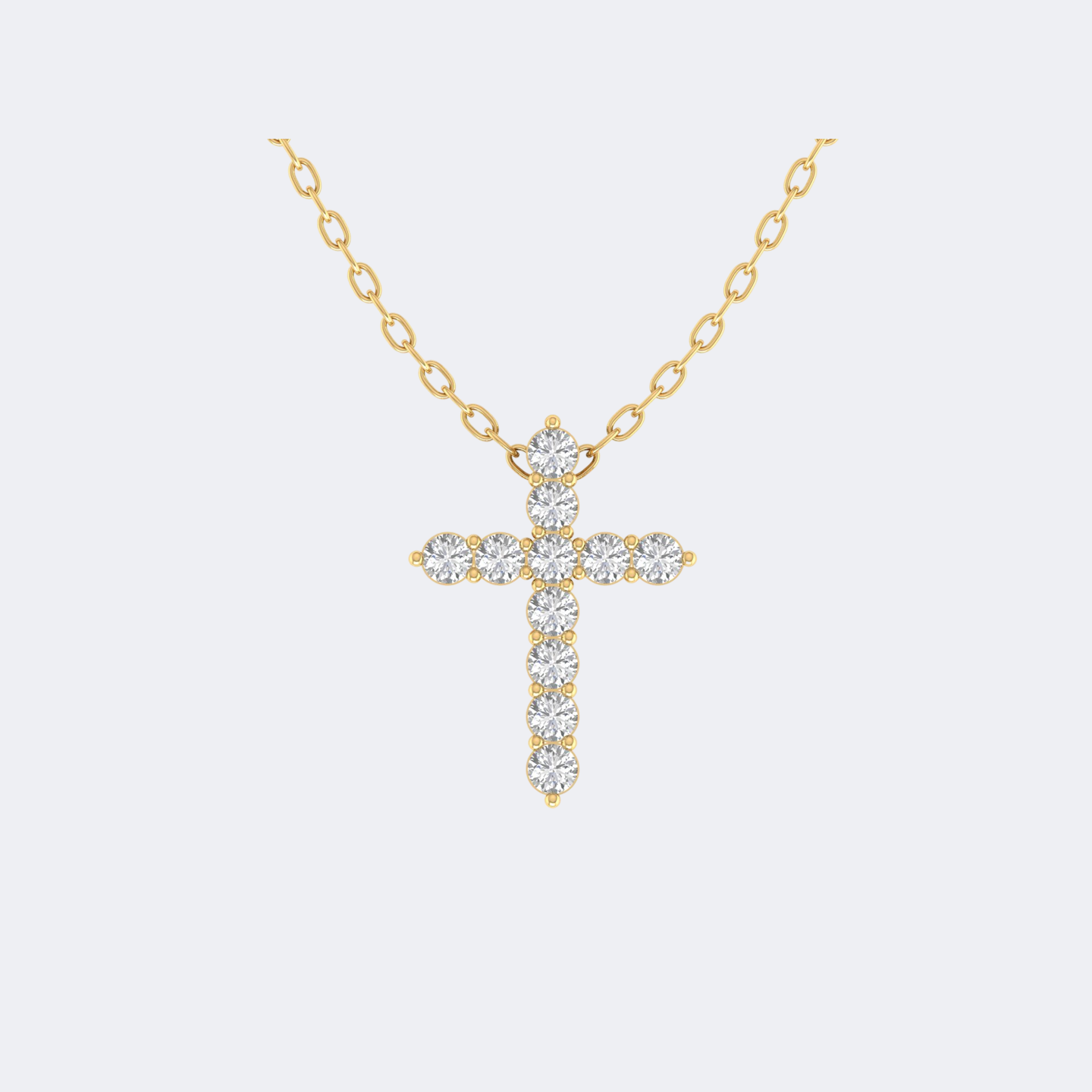 0.90CTW Round Cut Prong Set Cross Pendant Necklace