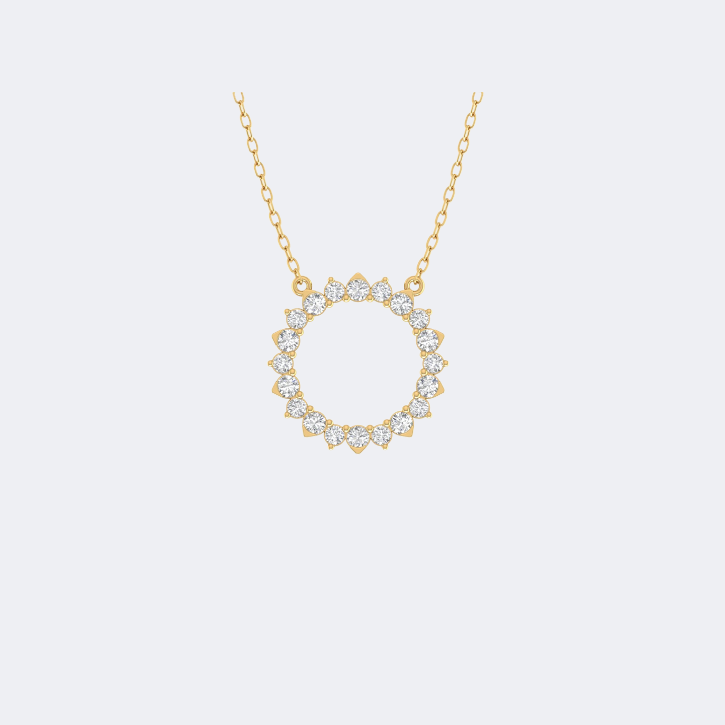 1.80CTW Round Diamond Prong Set Circle Pendant Necklace