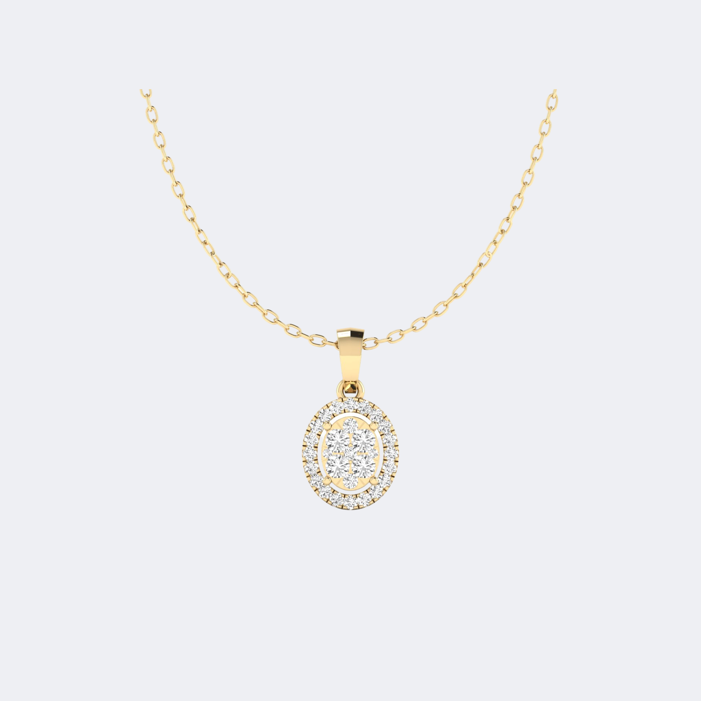 0.65CTW Round Cut Pav? Set Oval Halo Pendant Necklace