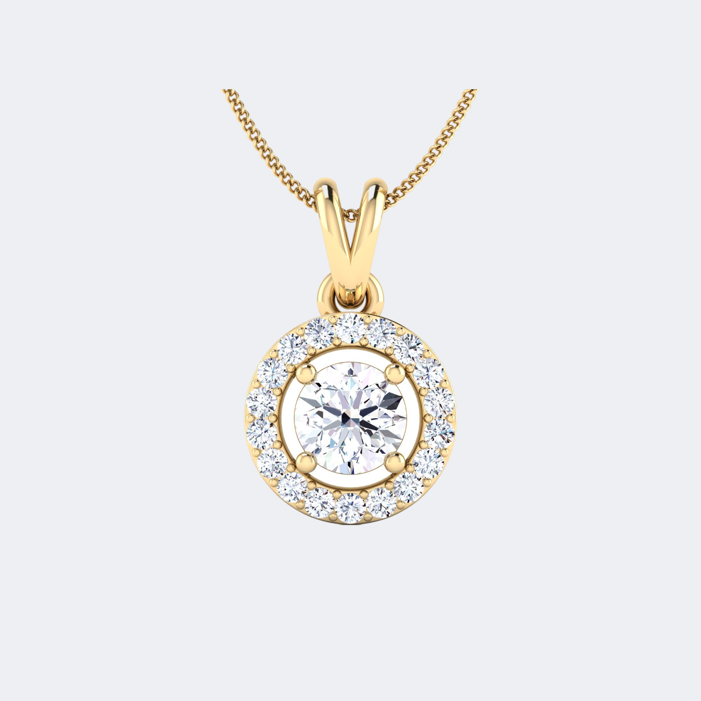0.65CTW Solitaire Diamond Holo Pendant Necklace