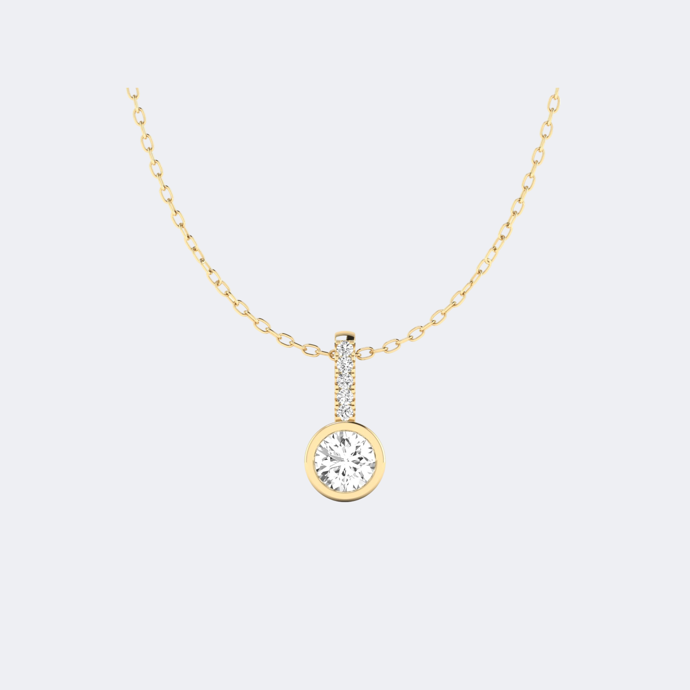0.65CTW Round Bezel-Set Diamond Solitaire Necklace