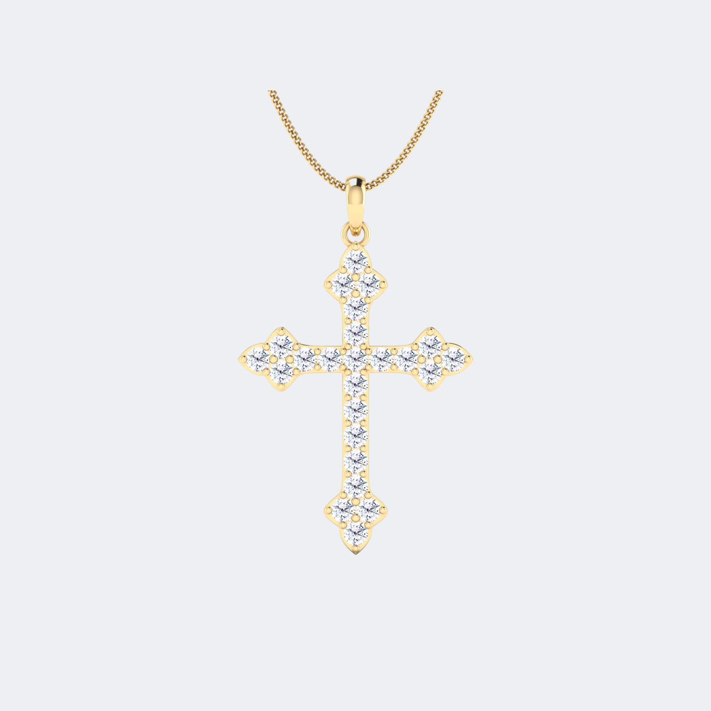 2.65CTW Round Diamond Prong Set Cross Pendant Necklace