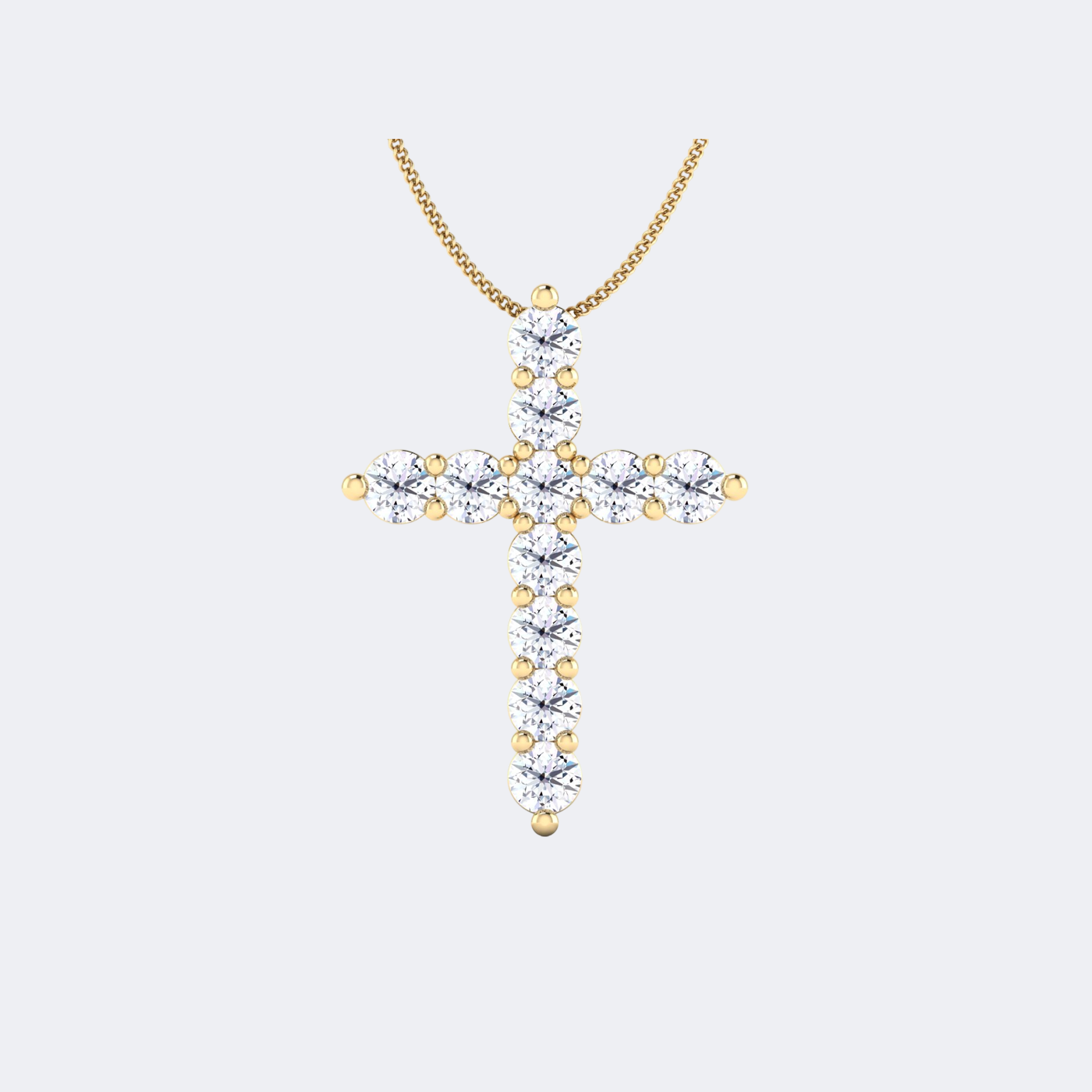 0.90CTW Round Cut Prong Set Cross Pendant Necklace