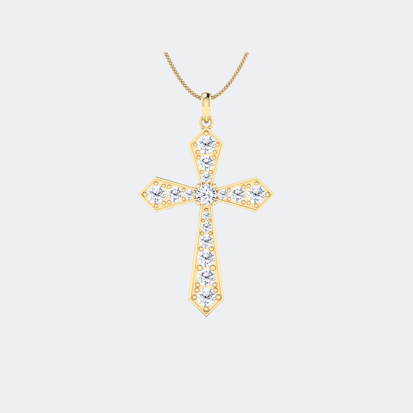 2.30CTW Round Prong Set  Cross Pendant Necklace