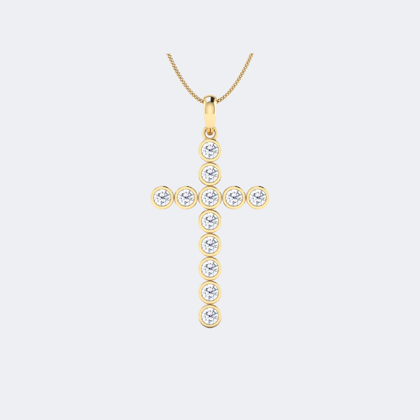 1.40CTW Round Cut Bezel Set Cross Pendant Necklace