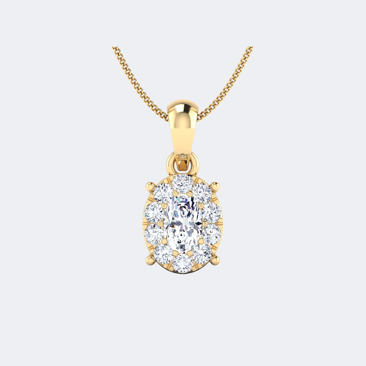 0.50CTW Oval Prong-Set Diamond Solitaire Necklace