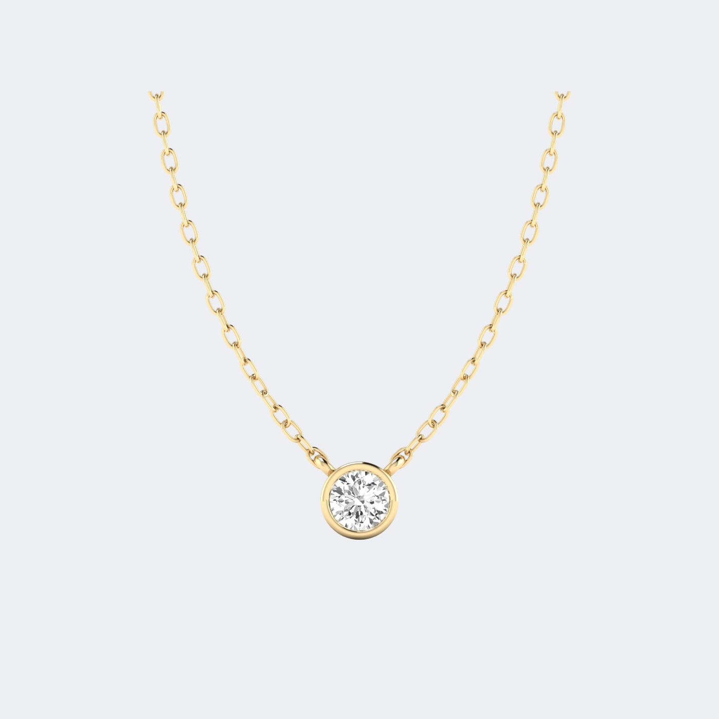 0.20CTW Round Bezel-Set Diamond Solitaire Necklace