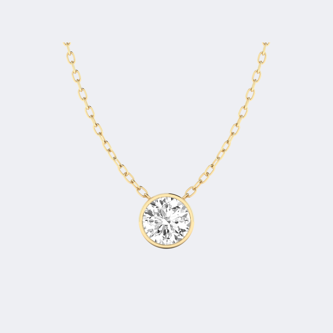 1.50CTW Round Bezel-Set Diamond Solitaire Necklace