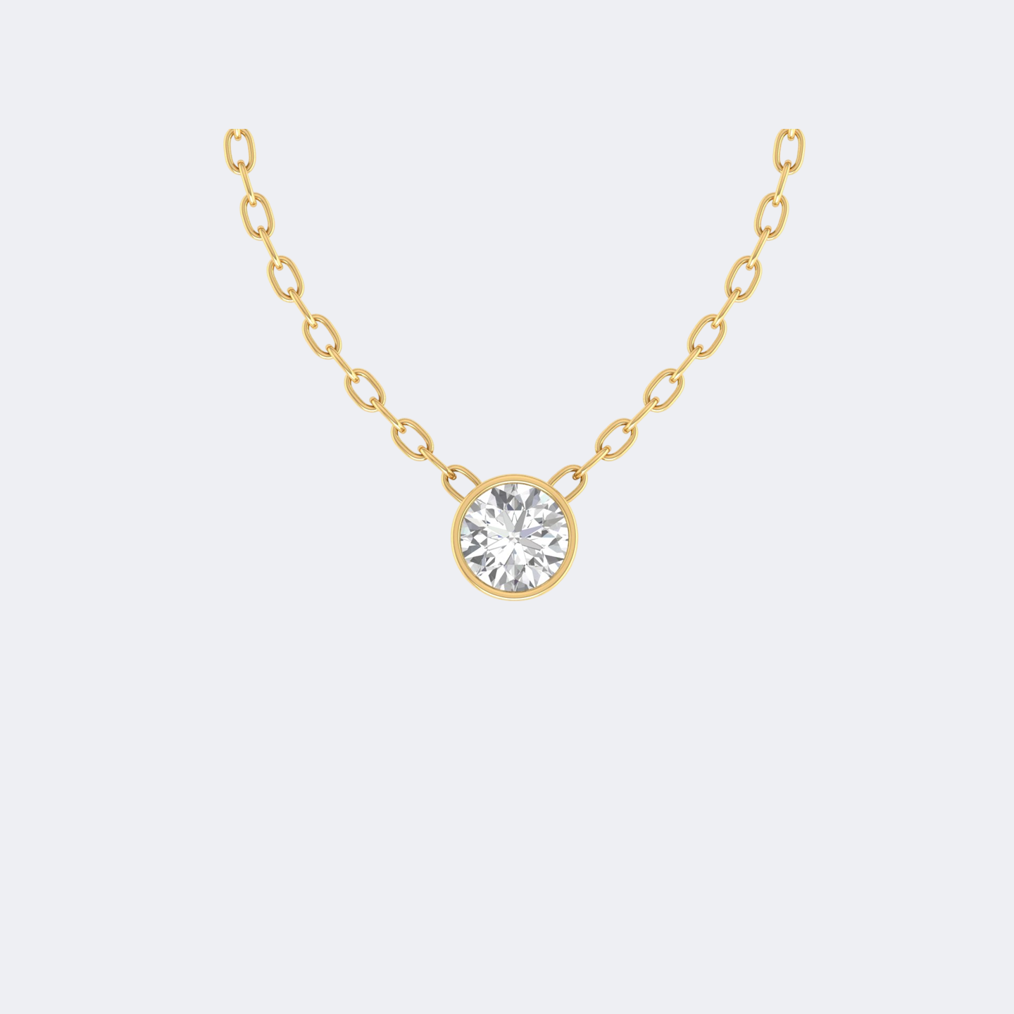 0.75CTW Round Bezel-Set Diamond Solitaire Necklace