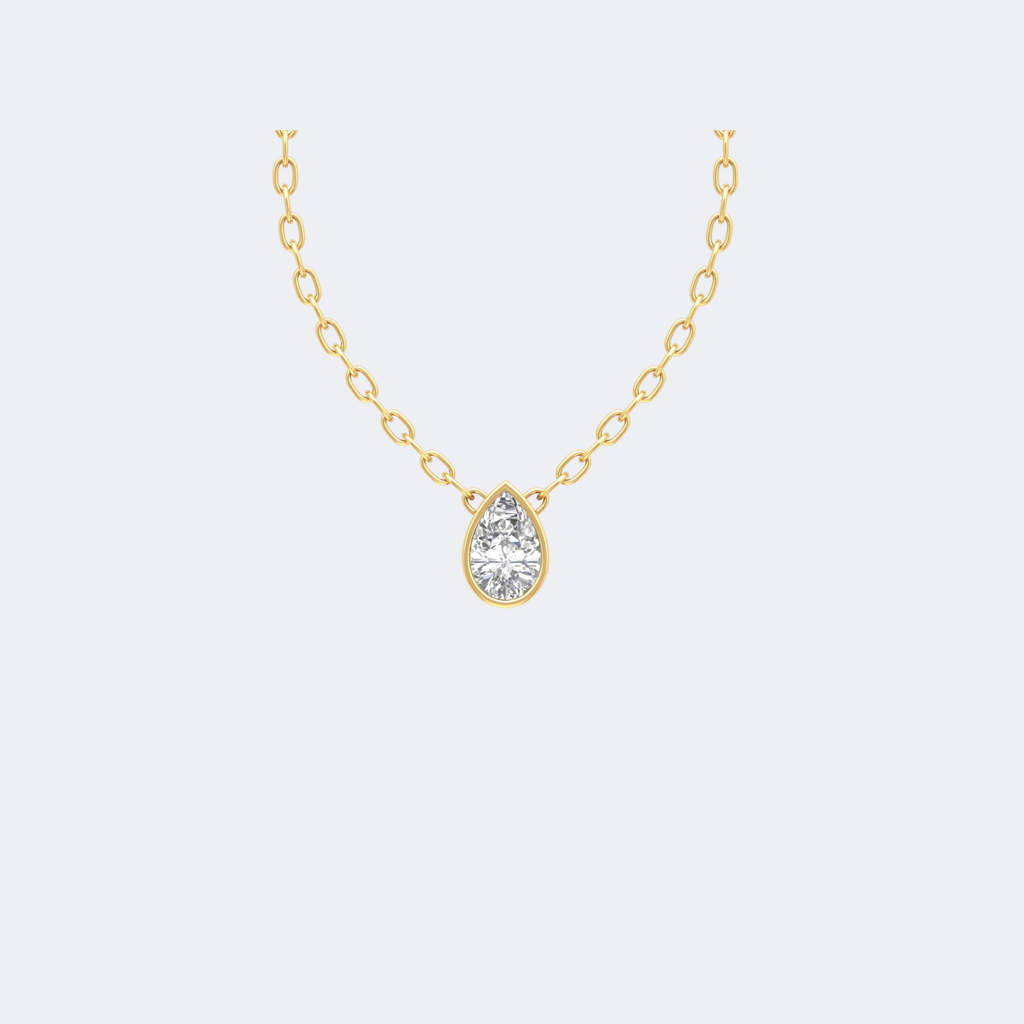 0.50CTW Pear Bezel-Set Diamond Solitaire Necklace