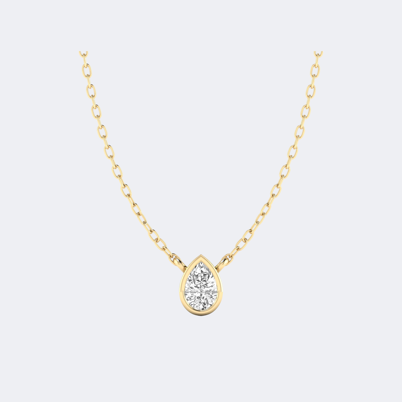 0.20CTW Pear Bezel-Set Diamond Solitaire Necklace