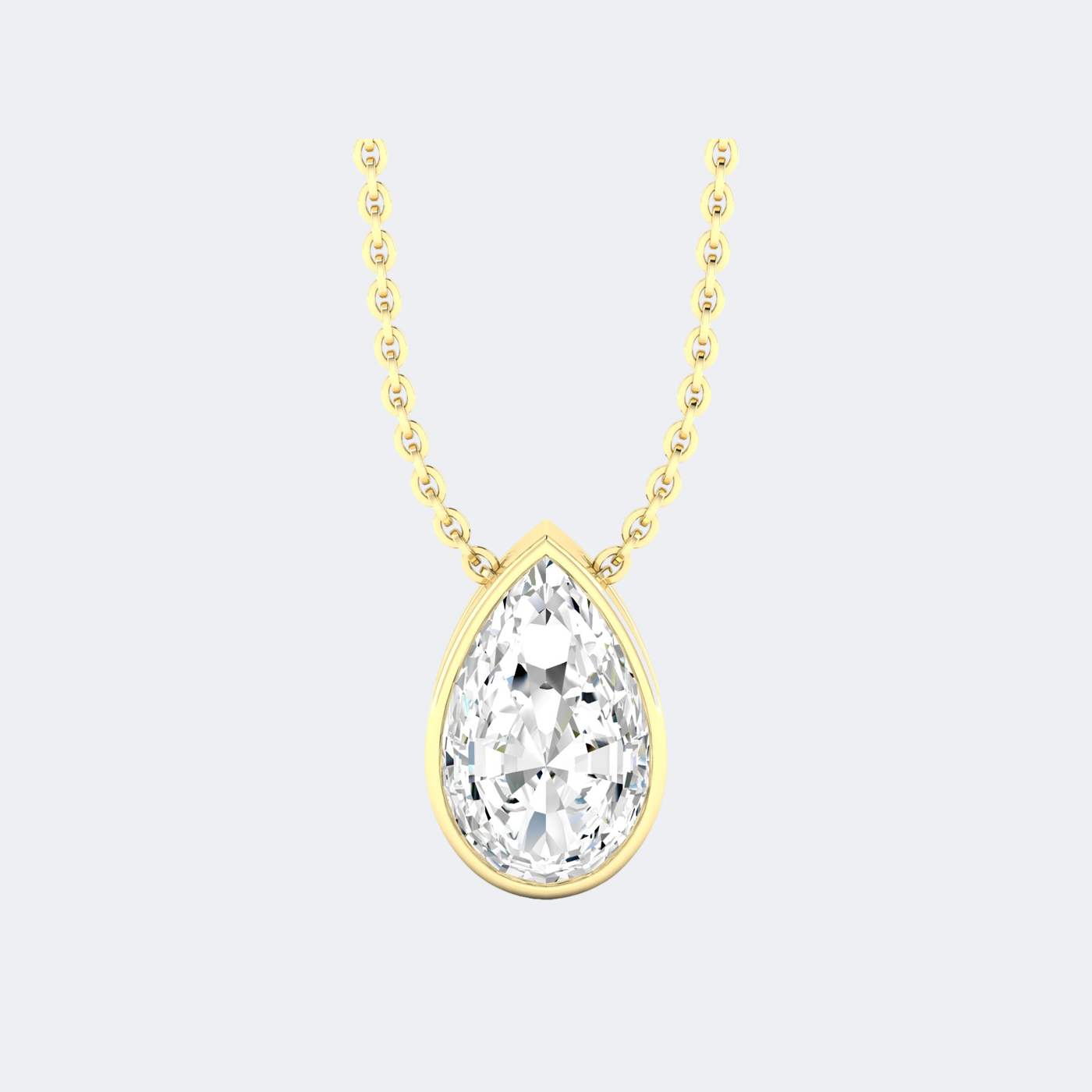 1.00CTW Pear Bezel-Set Diamond Solitaire Necklace