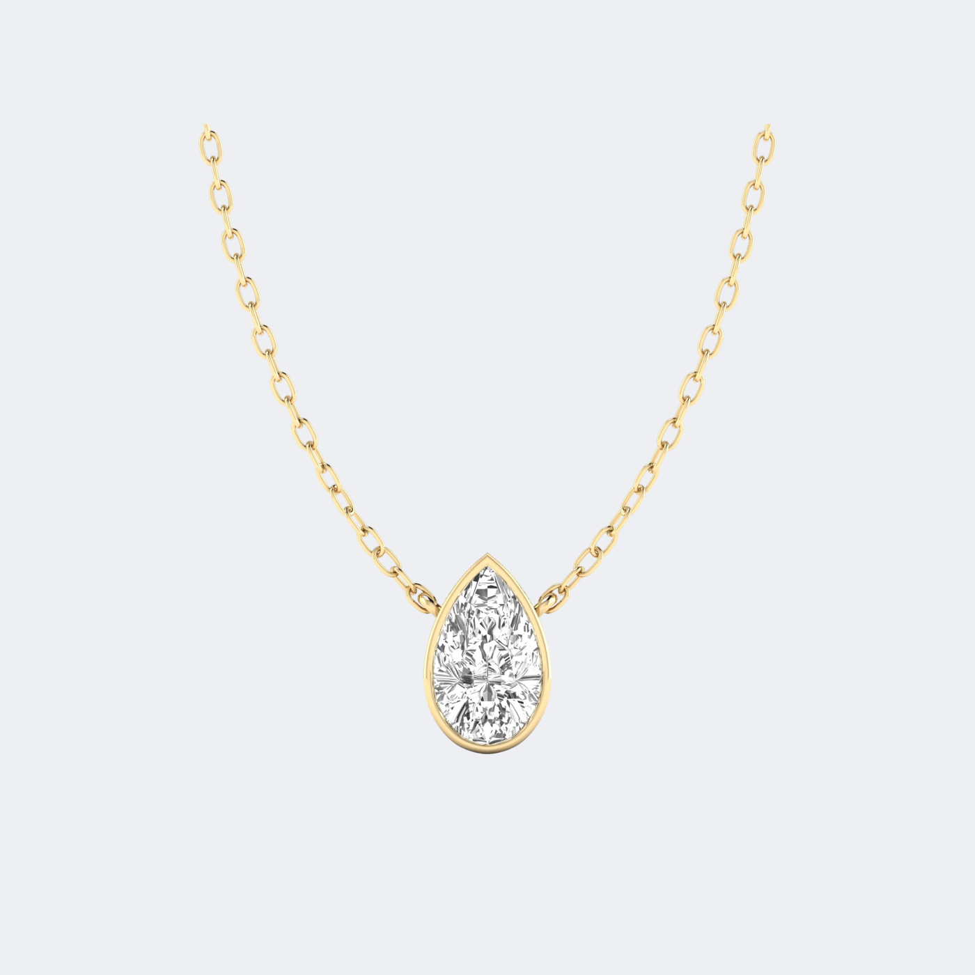 1.50CTW Pear Bezel-Set Diamond Solitaire Necklace