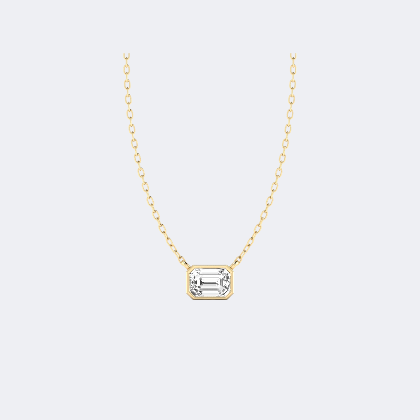 0.80CTW Emerald Bezel-Set Diamond Solitaire Necklace