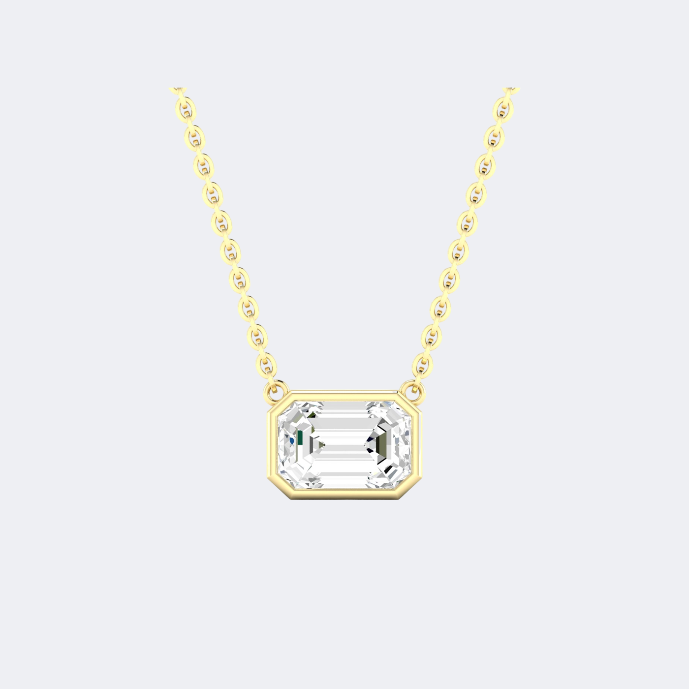 0.50CTW Emerald Bezel-Set Diamond Solitaire Necklace