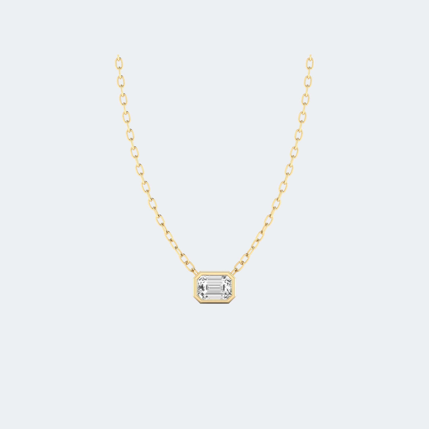 0.20CTW Emerald Bezel-Set Diamond Solitaire Necklace