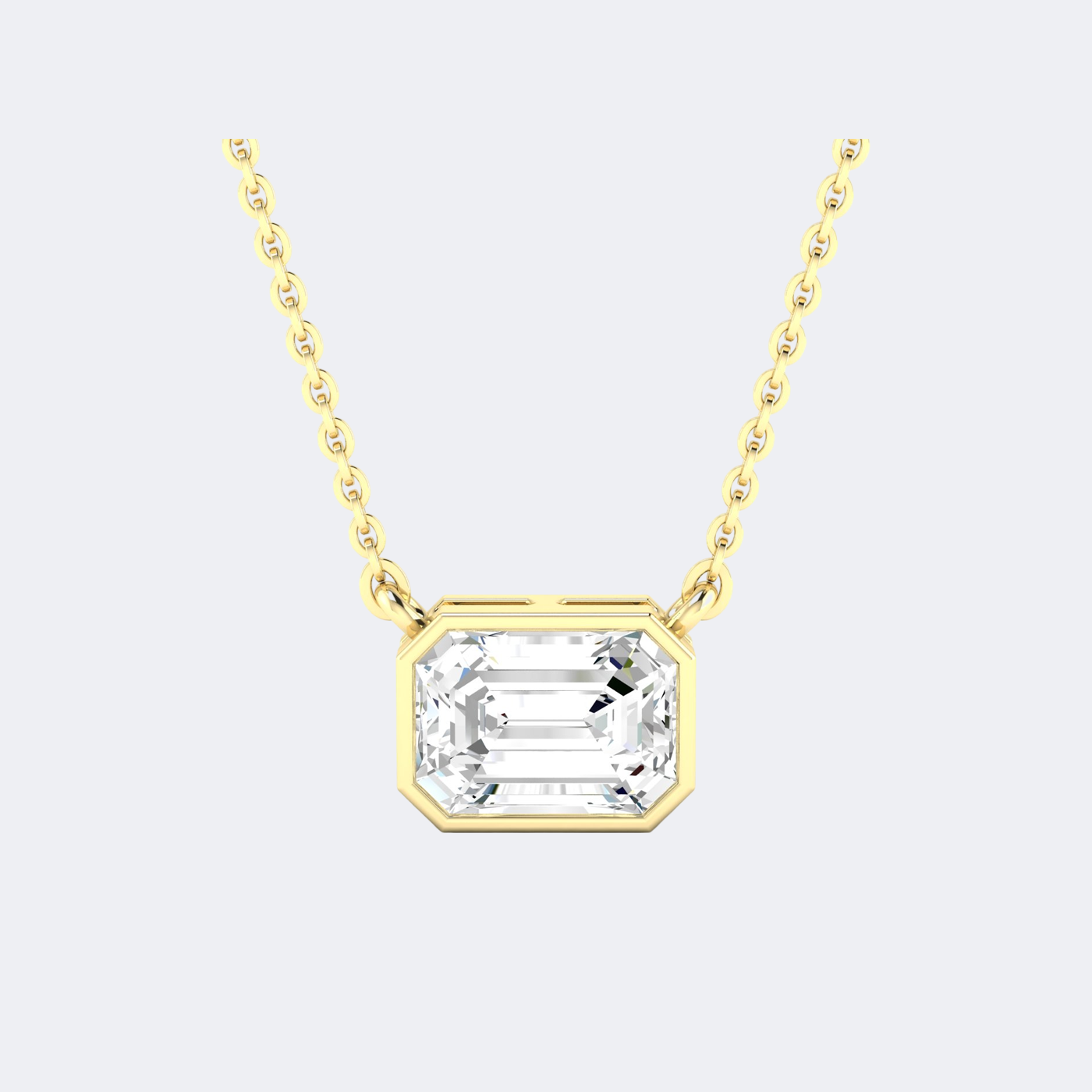 1.00CTW Emerald Bezel-Set Diamond Solitaire Necklace