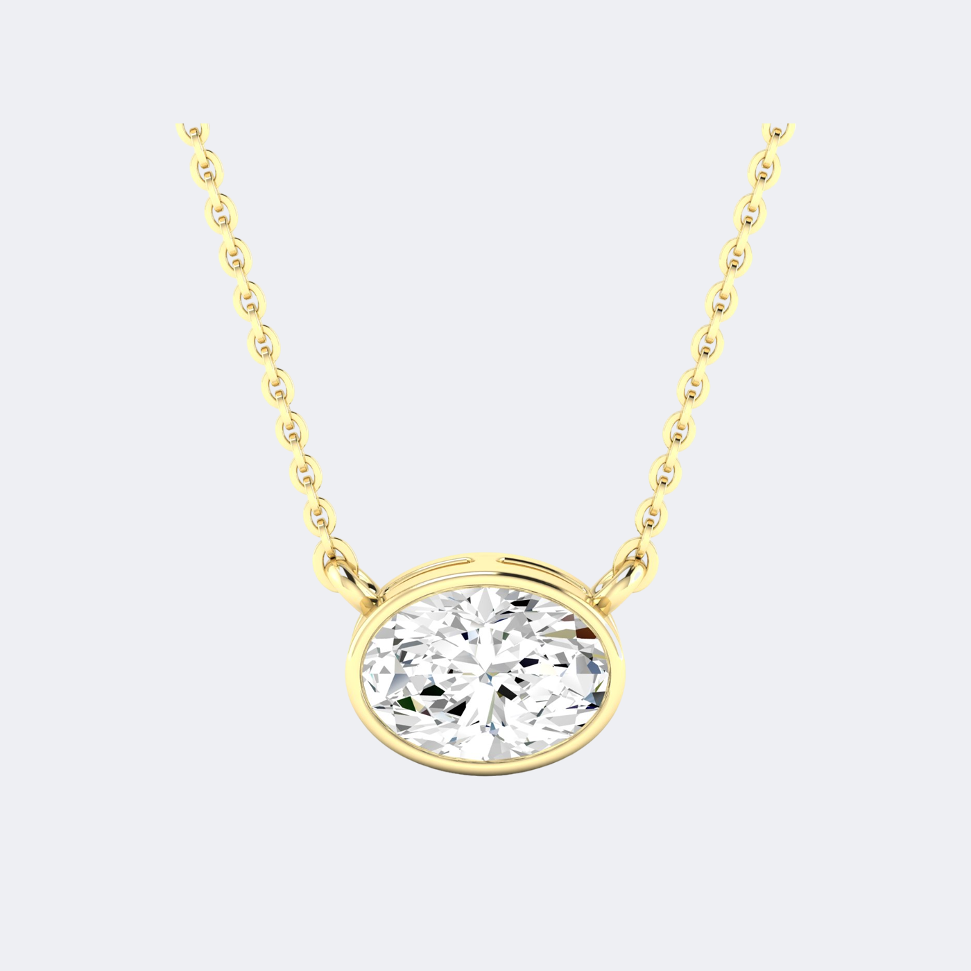 0.70CTW Oval Bezel-Set Diamond Solitaire Necklace